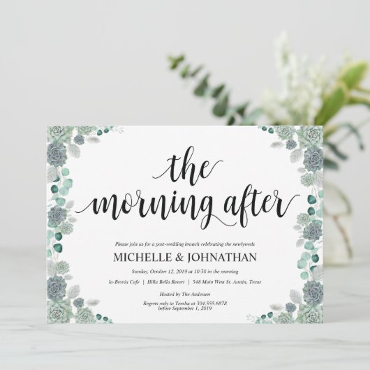 砂漠の植物の結婚式のブランチの招待状カード 招待状 (スタンド正面)