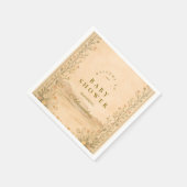 砂漠の植物ニュートラルフラワーベイビーシャワー スタンダードカクテルナプキン (角)
