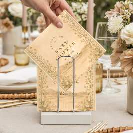 砂漠の植物ニュートラルフラワーベイビーシャワー スタンダードカクテルナプキン