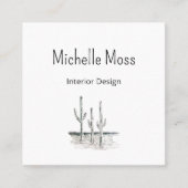 砂漠の植物体サボテンQRコードミニマリスト スクエア名刺 (正面)