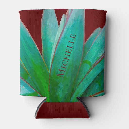 砂漠の植物性の多肉性の赤パーソナライズされた 缶クーラー (正面)