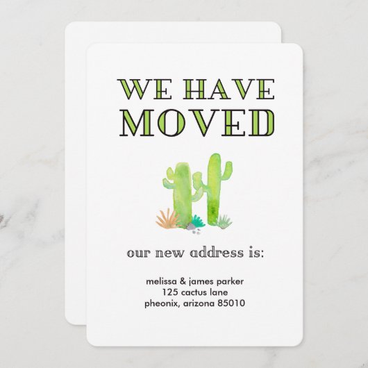砂漠の水の色サボテンのアドレス変更 案内状 (正面/裏面)