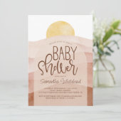 砂漠の水色サンセットベビーシャワー 招待状 (スタンド正面)