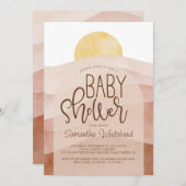 砂漠の水色サンセットベビーシャワー 招待状 (正面/裏面)