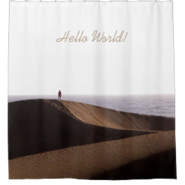 砂漠の海の空の自由の人文字 シャワーカーテン