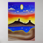 砂漠の湖 | AIアートポスター ポスター (正面)