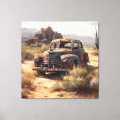 砂漠の無人車 キャンバスプリント (正面)