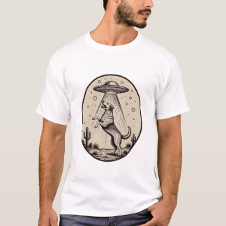 砂漠の犬誘拐UFOイラスト Tシャツ
