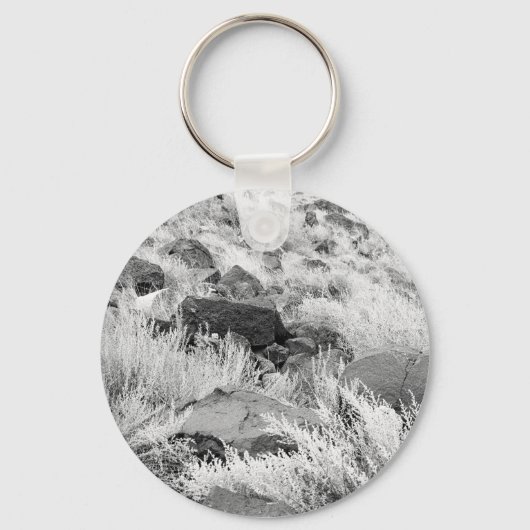 砂漠の玄武岩の溶岩黒と白の写真 キーホルダー (正面)