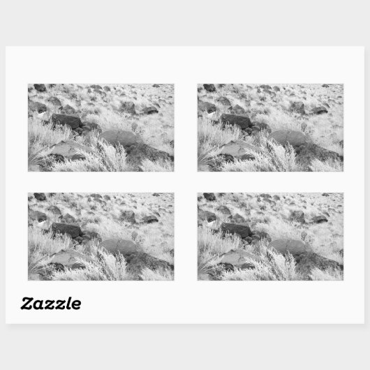 砂漠の玄武岩の溶岩黒と白の写真 長方形シール (シート)