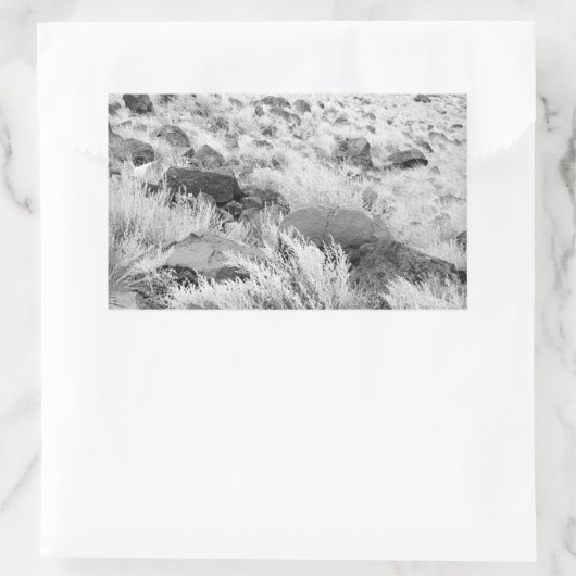 砂漠の玄武岩の溶岩黒と白の写真 長方形シール (バッグ)