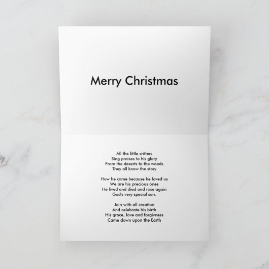 砂漠の生き物のクリスマス シーズンカード (内部)