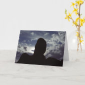 砂漠の石のシルエット: アーチの国立公園の写真 カード (黄色い花)