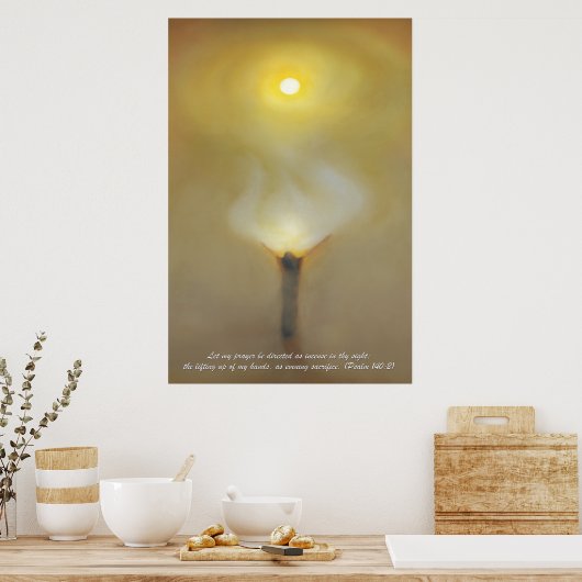 砂漠の祈りの言葉と聖なる書物、 経典引用文プリント。 ポスター (キッチン)