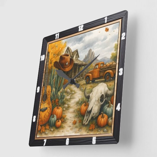 砂漠の秋の牧場の生活 スクエア壁時計 (傾斜)