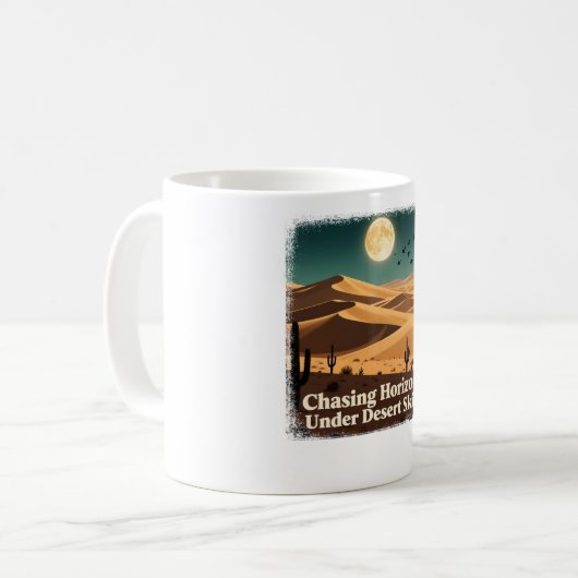 砂漠の空の下で地平線を追いかける コーヒーマグカップ (正面左)