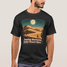 砂漠の空の下で地平線を追う Tシャツ