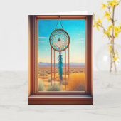 砂漠の窓のドリームキャッチャー カード (黄色い花)