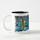 砂漠の端-洞窟の入口のCaver ツートーンマグカップ (左)