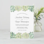 砂漠の緑の水の色の多肉類結婚の 招待状 (スタンド正面)