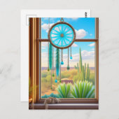 砂漠の背景を持つウィンドウのサンキャッチャー ポストカード (正面/裏面)