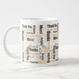 砂漠の色の多言語感謝Word Cloud Mug ジャンボコーヒーマグカップ