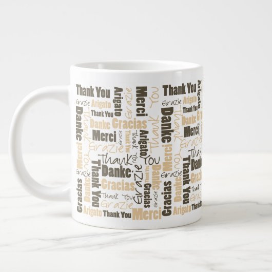 砂漠の色の多言語感謝Word Cloud Mug ジャンボコーヒーマグカップ (左)