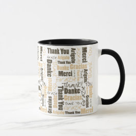 砂漠の色の多言語感謝Word Cloud Mug マグカップ