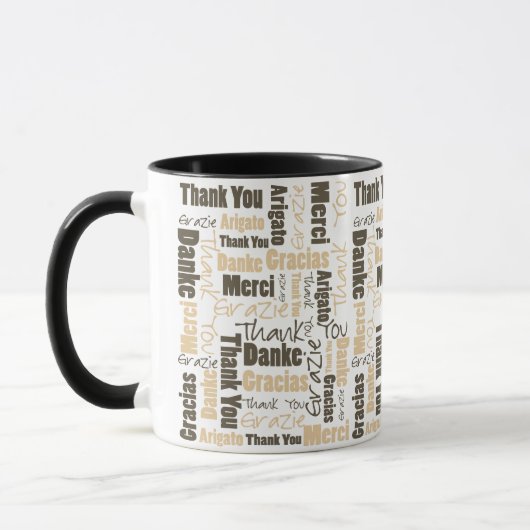 砂漠の色の多言語感謝Word Cloud Mug マグカップ (左)