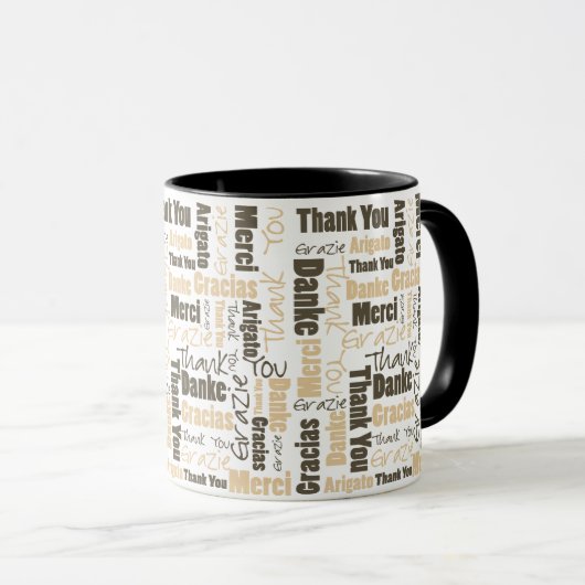 砂漠の色の多言語感謝Word Cloud Mug マグカップ (正面右)