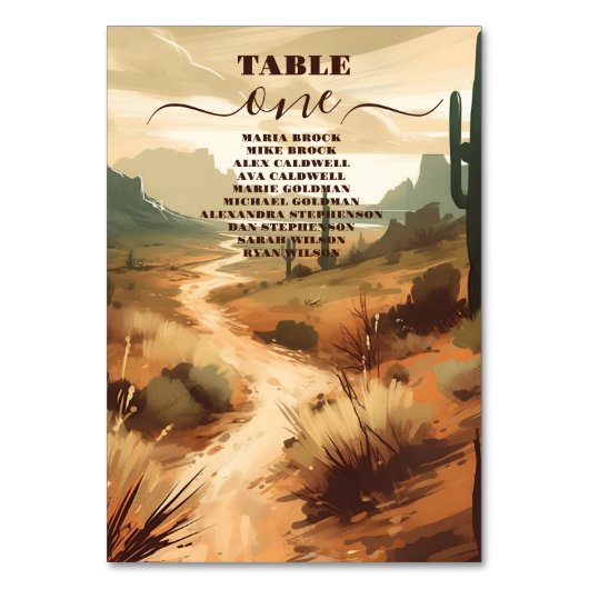 砂漠の色テラコッタサウスウェスト結婚ズ テーブルナンバー (正面)