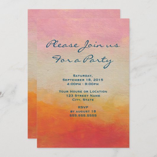 砂漠の色抽象芸術景観汎用パーティー 招待状 (正面/裏面)