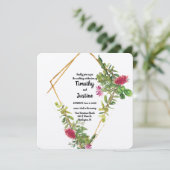 砂漠の花とカクタスの水彩ウェディング 招待状 (スタンド正面)