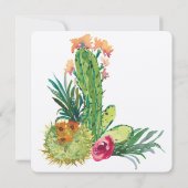 砂漠の花とカクタスの水彩ウェディング 招待状 (裏面)