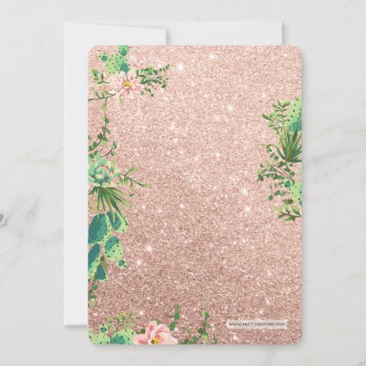 砂漠の花のグリッター1 -最初誕生日の招待状 招待状 (裏面)