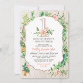 砂漠の花のグリッター1 -最初誕生日の招待状 招待状 (正面)