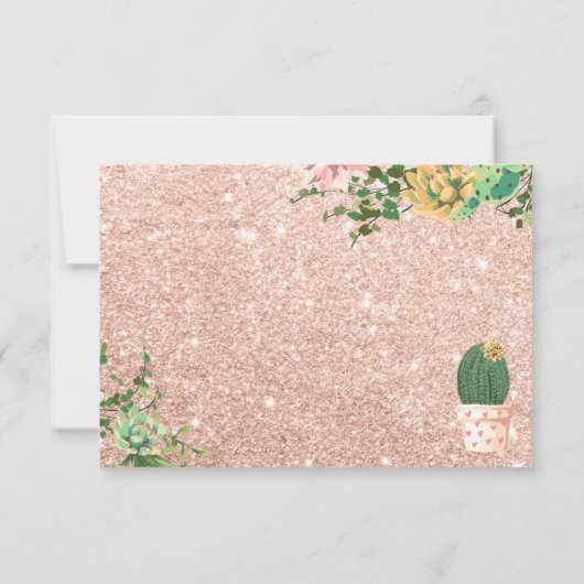 砂漠の花のベビーの挿入物のための素朴なサボテンの本 招待状 (裏面)