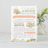 砂漠の花の多汁性ブライダルシャワーの招待 招待状 (スタンド正面)