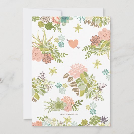 砂漠の花の多汁性ブライダルシャワーの招待 招待状 (裏面)