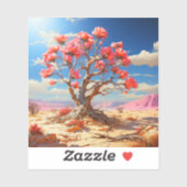 砂漠の花の木 輝くシュールな風景 シール (シート)