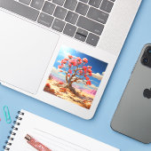 砂漠の花の木 輝くシュールな風景 シール (ノートパソコンとiPhone)