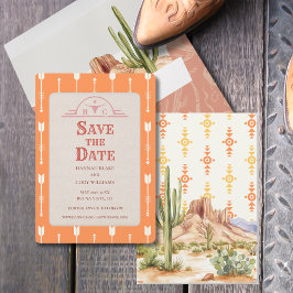 砂漠の花ウェスタンウェディング日付カードを保存