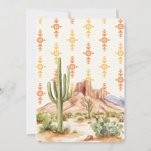 砂漠の花ウェスタンウェディング日付カードを保存 (裏面)