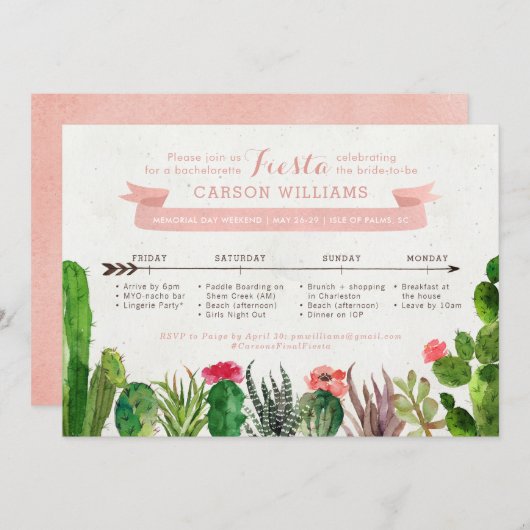 砂漠の花嫁さまと週末の予定表の招待状 招待状 (正面/裏面)