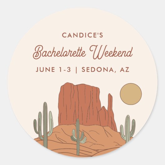 砂漠の花嫁のためのカクスタスステッカー テンプレート ラウンドシール (正面)