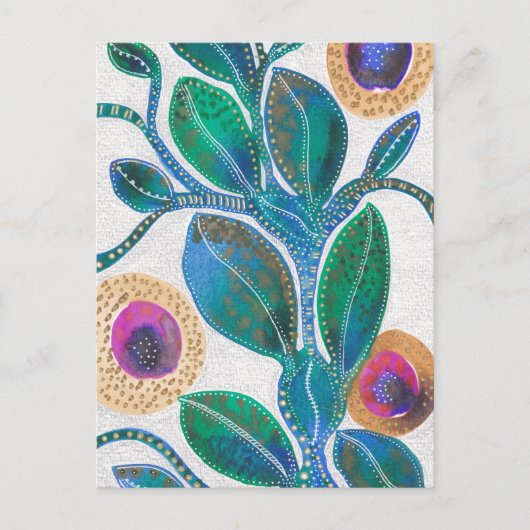 砂漠の花、水彩とペン、オリジナル芸術 ポストカード (正面)