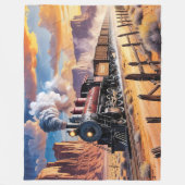 砂漠の蒸気列車 フリースブランケット (正面)