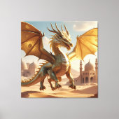 砂漠の街を越えた神秘的なオリエンタルドラゴン – ファンタス キャンバスプリント (正面)
