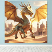 砂漠の街を越えた神秘的なオリエンタルドラゴン – ファンタス キャンバスプリント (インサイチュ (ウッドフロア))