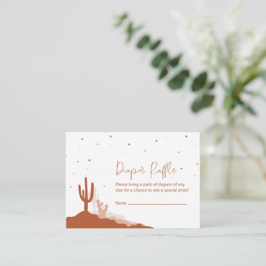 砂漠の赤ちゃんシャワーおむつラッフルカード エンクロージャーカード (スタンド正面)